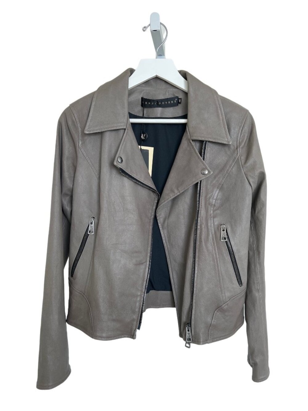 Ventcouvert Leather Grey Biker Jacket